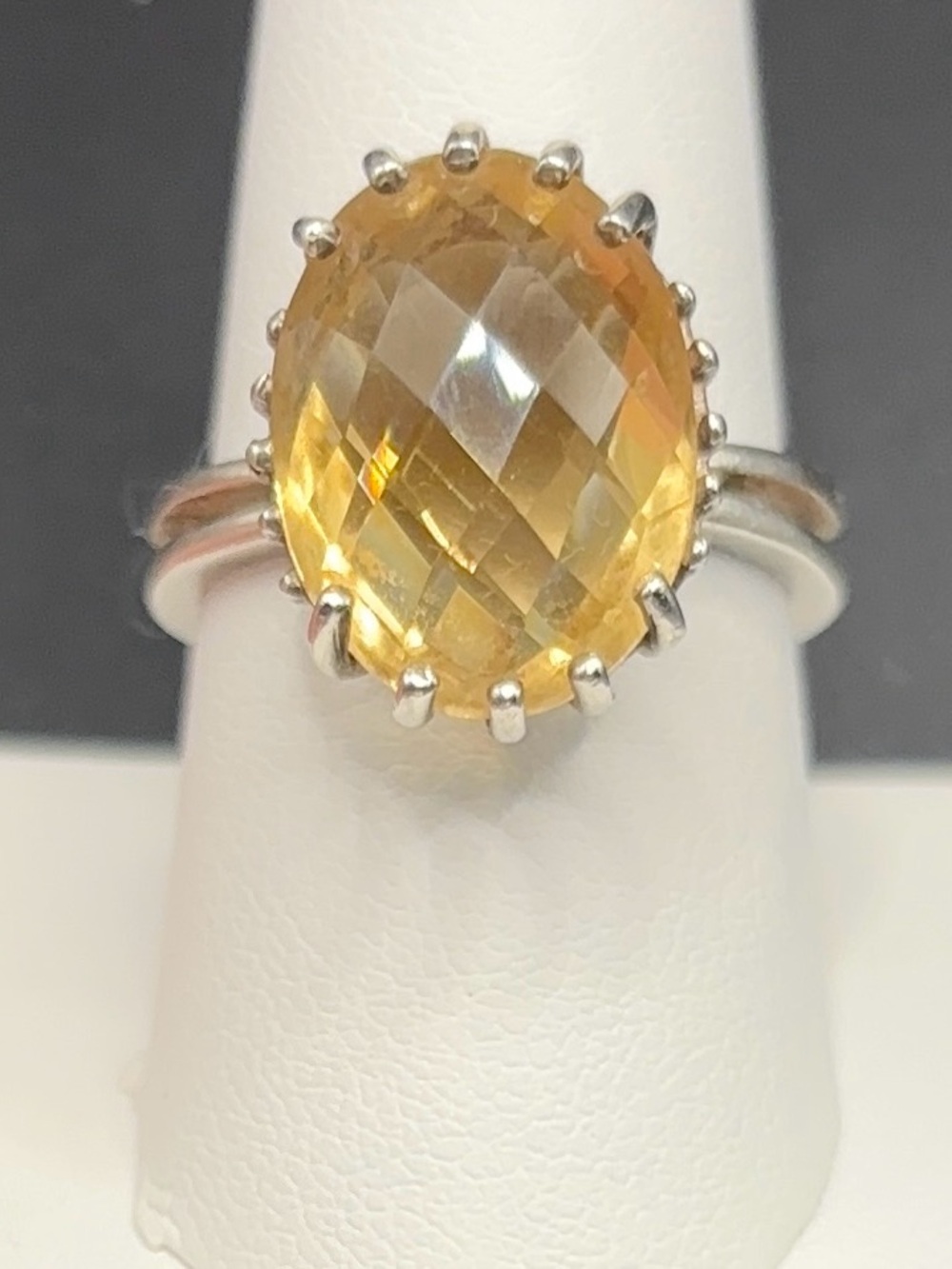 Yellow Faceted Citrine Gem stone Sterling Silver Ring - Women's Jewelry